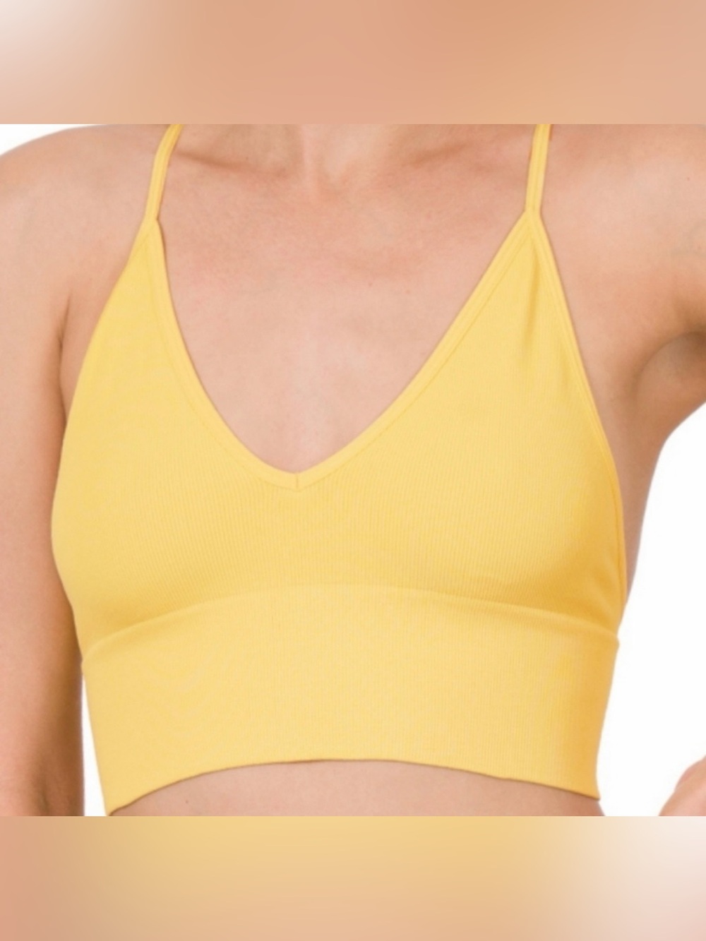 Zenana - Yellow Ribbed Crop Top